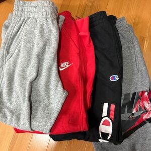 Bundle Kids Sweatpants - Black, Red, Gray Youth Medium Nike, champion